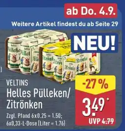 Aldi Nord Veltins Helles Pülleken/Zitrönken Angebot