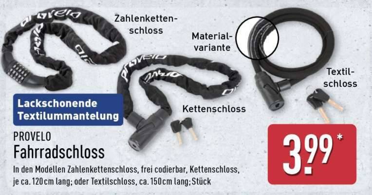 PROVELO Fahrradschloss Angebot bei Aldi Nord