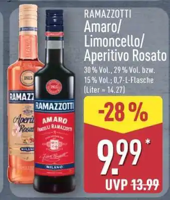 Aldi Nord RAMAZZOTTI Amaro/Limoncello/Aperitivo Rosato Angebot