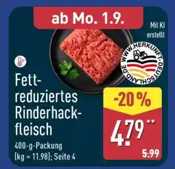 Aldi Nord Fettreduziertes Rinderhackfleisch Angebot