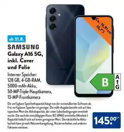 Aldi Nord Samsung Galaxy A16 5G, inkl. Cover und Folie Angebot
