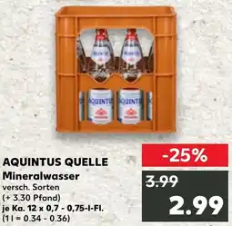 Kaufland AQUINTUS QUELLE Mineralwasser Angebot