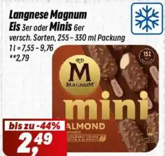 Simmel Langnese Magnum Eis 3er oder Minis 6er Angebot