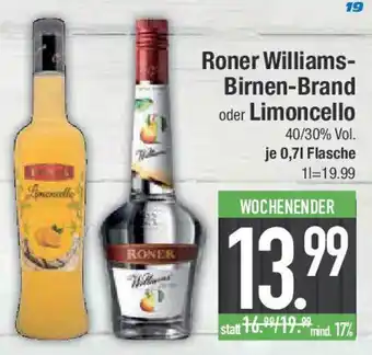 E-Center Roner Williams- Birnen-Brand oder Limoncello Angebot