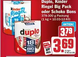 HIT Duplo, Kinder Riegel Big Pack oder Schoko Bons Angebot