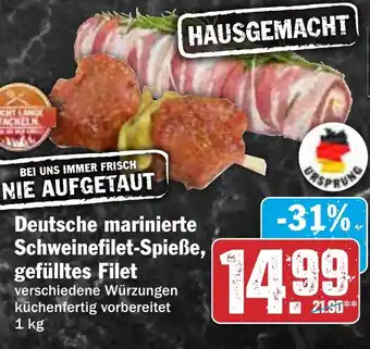 HIT Deutsche marinierte Schweinefilet-Spieße, gefülltes Filet Angebot