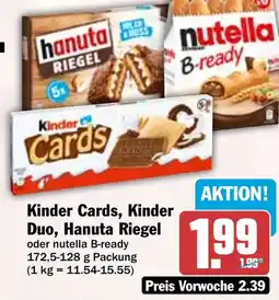 HIT Kinder Cards, Kinder Duo, Hanuta Riegel Angebot