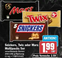 HIT Snickers, Twix oder Mars Multipacks 5er Angebot