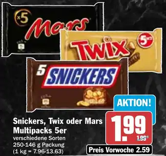HIT Snickers, Twix oder Mars Multipacks 5er Angebot