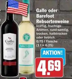 HIT Gallo oder Barefoot Rebsortenweine Angebot