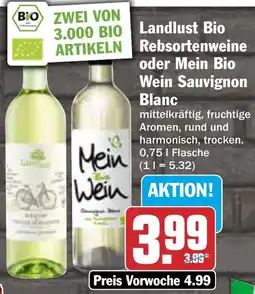 HIT Landlust Bio Rebsortenweine oder Mein Bio Wein Sauvignon Blanc Angebot