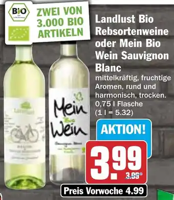 HIT Landlust Bio Rebsortenweine oder Mein Bio Wein Sauvignon Blanc Angebot