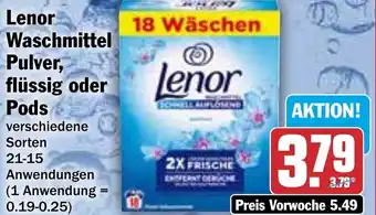 HIT Lenor Waschmittel Pulver, flüssig oder Pods Angebot
