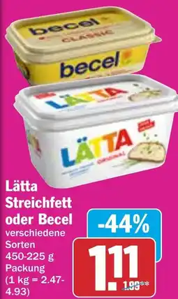 HIT Lätta Streichfett oder Becel Angebot