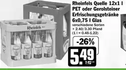 HIT Rheinfels Quelle oder Gerolsteiner Erfrischungsgetränke Glas Angebot