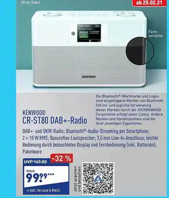 Aldi Nord Kenwood Cr-st80 Dab+ Radio Angebot