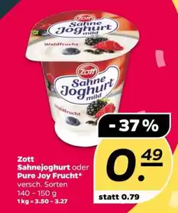 NETTO Zott Sahnejoghurt oder Pure Joy Frucht Angebot