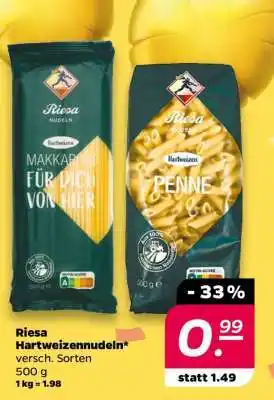 NETTO RIESA Hartweizennudeln Angebot