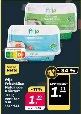 NETTO frija Frischkäse Natur oder Kräuter Angebot