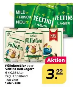 NETTO Pülleken Bier oder Veltins Hell Lager Angebot