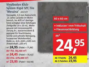 Bauhaus Vinylboden Klick-system Rigid Spc Tile „messina” Angebot