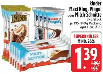 Edeka kinder Maxi King, Pingui oder Milch-Schnitte Angebot