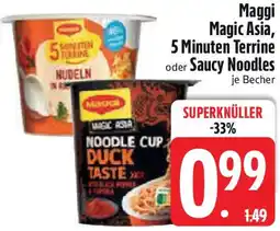 Edeka Maggi Magic Asia, 5 Minuten Terrine oder Saucy Noodles Angebot