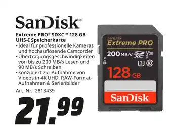 MediaMarkt Sandisk extreme pro sdxc 128 gb uhs-i speicherkarte Angebot