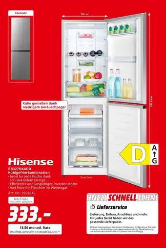MediaMarkt Hisense rb327n4add kühlgefrierkombination Angebot