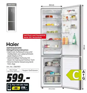 MediaMarkt Haier hdpw3620cnpd kühlgefrierkombination Angebot