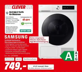 MediaMarkt Samsung dv90db7845gwu2 wärmepumpentrockner Angebot