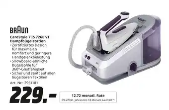 MediaMarkt Braun carestyle 7 is 7266 vi dampfbügelstation Angebot