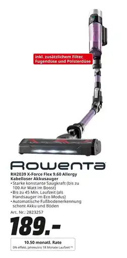 MediaMarkt Rowenta rh2039 x-force flex 9.60 allergy kabelloser akkusauger Angebot