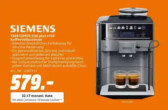 MediaMarkt Siemens te651509de eq6 plus s100 kaffeevollautomat Angebot