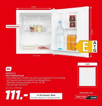 MediaMarkt Ok. ofr 011 e mini-kühlschrank Angebot