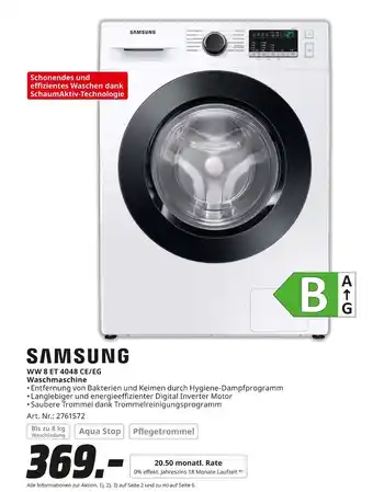 MediaMarkt Samsung ww 8 et 4048 ce/eg waschmaschine Angebot