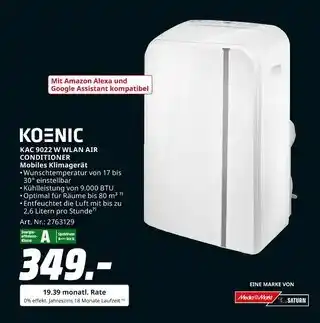 MediaMarkt Koenic kac 9022 w wlan air conditioner Angebot