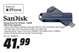 MediaMarkt Sandisk phone drive für iphone - 128gb usb-flash-speicher Angebot