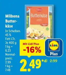 Lidl Milbona butterkäse Angebot