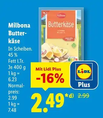 Lidl Milbona butterkäse Angebot