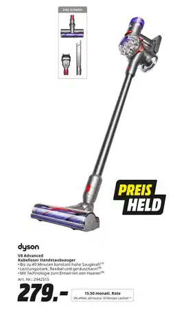 MediaMarkt Dyson v8 advanced kabelloser handstaubsauger Angebot