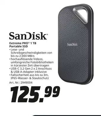 MediaMarkt Sandisk extreme pro 1 tb portable ssd Angebot