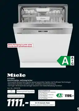 MediaMarkt Miele g7210sci geschirrspüler, teilintegrierbar Angebot