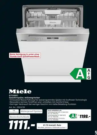 MediaMarkt Miele g7210sci geschirrspüler, teilintegrierbar Angebot