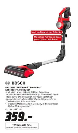 MediaMarkt Bosch bks711pet unlimited 7 proanimal kabelloser akkusauger Angebot