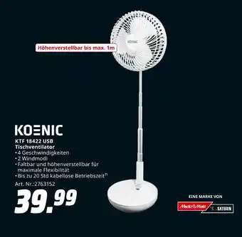MediaMarkt Koenic ktf 18422 usb tischventilator Angebot