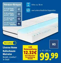 Lidl Liverno home kaltschaum-matratze modell 'comfort' Angebot