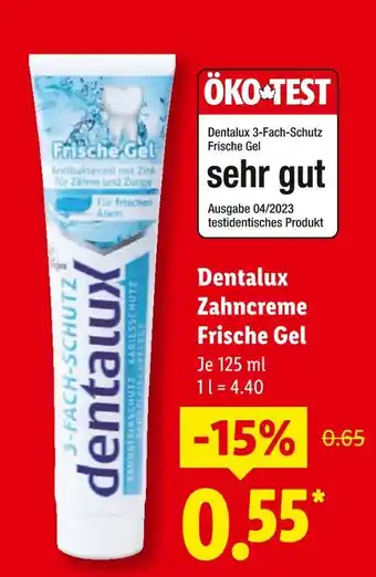 Lidl Dentalux zahncreme frische gel Angebot