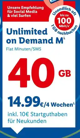 Lidl Unlimited on demand m Angebot