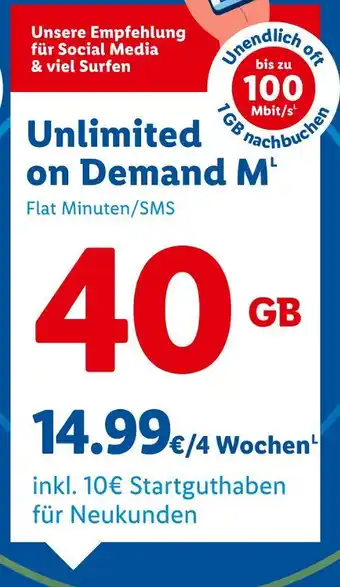 Lidl Unlimited on demand m Angebot